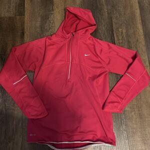Nike Dri-fit Hooded Sweatshirt Running Medium Pink 1/4 Zip